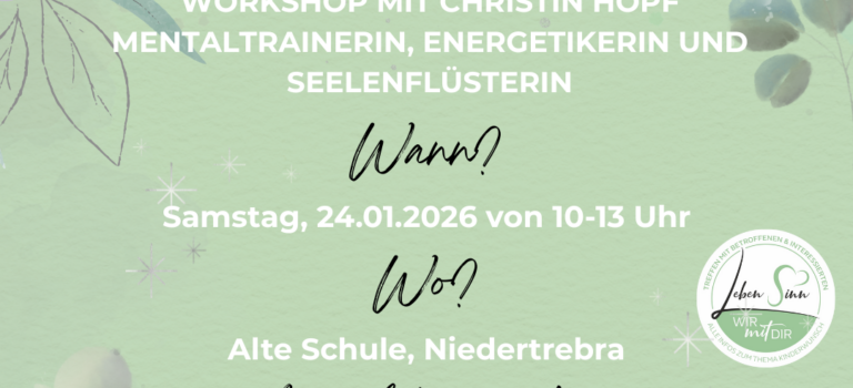 Workshop „Gedankenzauber“ 24.01.2026 von 10 – 13 Uhr in Niedertrebra mit Christin Hopf