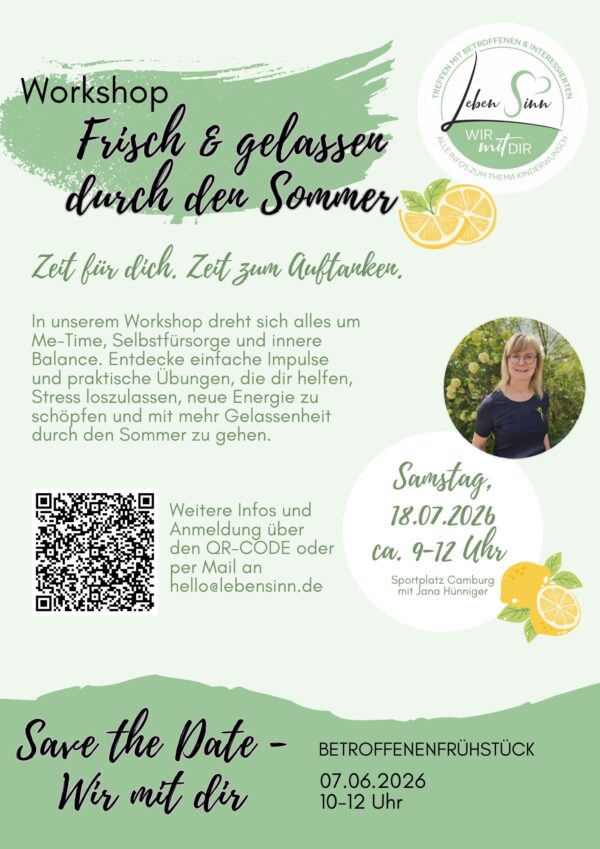 Workshop „Frisch & gelassen durch den Sommer“ am 18.07.2026 von 09-12 Uhr in Camburg